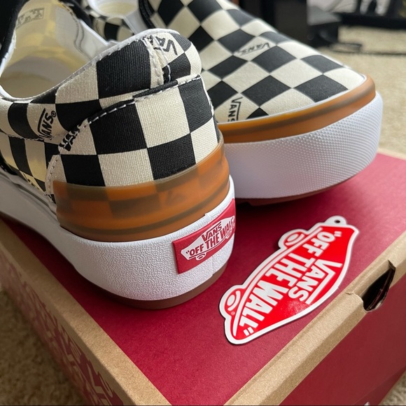Vans Slip On Stacked Checkerboard Skate Shoe - Black / White - Picture 4 of 4